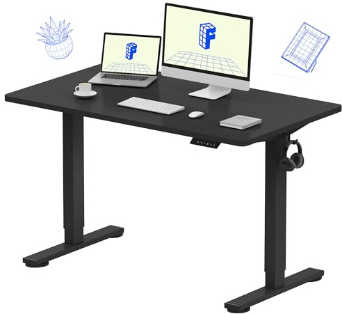 FLEXISPOT EN1 One-Piece Standing Desk, Electric Adjustable with 4 Memory Presets, 176 LBS Capacity, Stable & Quiet, Seamless Desktop for Home Office & Dual Monitors, 48x24 Black