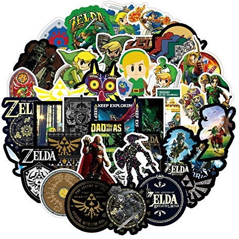 50 Stück Cartoon-Spiel-Wasserflaschen-Aufkleber, cooler wasserdichter Aufkleber für Teenager-Laptop, Kinder-Skateboard, Fahrrad, Telefon, Computer, Reiseetui (The Legend of Zelda)