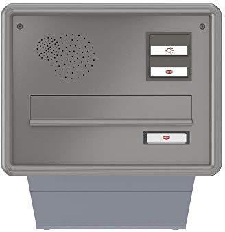 RENZ/Mauerdurchwurf-Briefkasten Durchwurf-Postkasten mit Sprechfeld/RAL-Farbe 9007 Volumen 20 L/Kastenbreite 300 mm/Tiefe 385 mm/Stahl - mit Alu-Profilrahmen, aufklappbar/Dein-Briefkasten.de