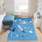 TAPISO Pinky Teppich Kurzflor Blau Grau Weiß Modern Raketen Planeten Weltall Design Kinderzimmer Kinderteppich ÖKOTEX 120 x 170 cm