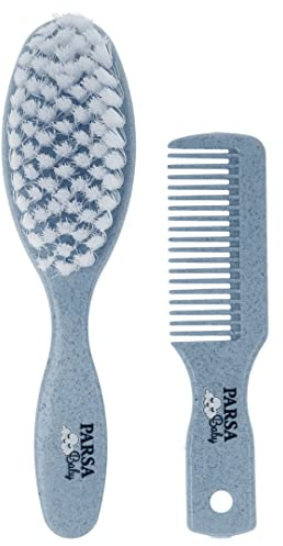PARSA Baby Pflegeset, Bürste und Kamm, Blau