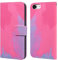 Flip phone case for Iphone 6 plus Iphone 6S PLUS PU Leather Wallet Card Slots Flip Case Watercolor Gradient Ramp Graffiti Art Printing with Stand Function Magnetic Protective Cover Pink Purple