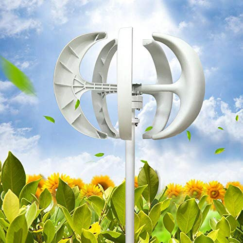 Windkraftanlage, Windturbine Generator Vertikale Achse Windkraftanlage 24V 600W 5 Blades Weiß Laterne Elektromagnetisch Steuersystem