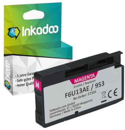 Inkadoo Kompatibel Tinte f r HP F6U13AE / 953 Magenta OfficeJet Pro 7700, 7720, 7730, 8200, 8700, 8720 ca. 770 Seiten Tintenpatrone, Druckerpatrone, Patronen, Druckertinte