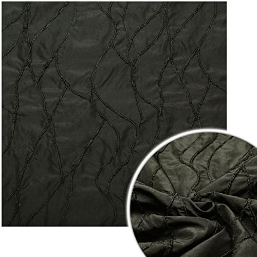 alles-meine.de GmbH Stoff - Meterware am Stück - TAFT - Taftstoff/edler Feststoff - schwarz - aufgestickte Bänder & Biesen - Stoffe Muster Kleiderstoff Modestoff & Dekostoff / ..