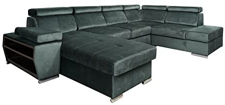 N.1 Ecksofa mit Schlaffunktion Gino - Schlafsofa mit Bettkasten - Eckcouch 330x200 cm - Wohnlandschaft U-Form - XXL Sofa - Farbe wählbar - Gewebe - Sofa Groß - Seite Links - Modern 19