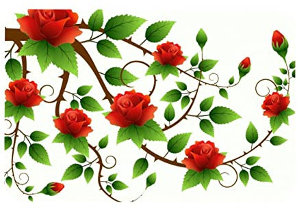 Artistic Leaf Red Rose Vine Fußmatte für den Innenbereich, rutschfest, saugfähig, Fußmatte, für den Eingangsbereich, maschinenwaschbar, für den Außenbereich, 50 x 120 cm