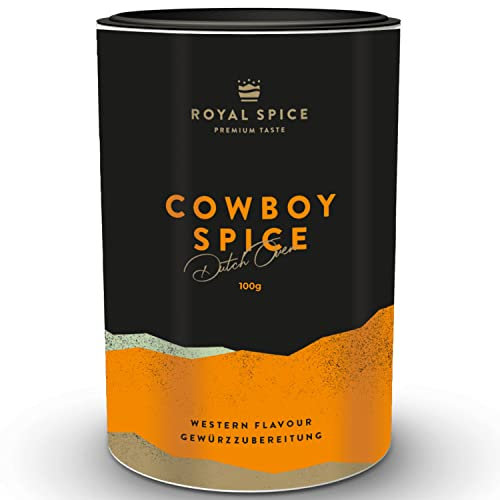 Royal Spice Cowboy Spice 100g - Intensiv-aromatischer BBQ Rub für Schichtfleisch, Dutch Oven Ribs, Schwein & Geflügel! - Low & Slow BBQ Rub Gewürzmischung für Dutch Oven & Smoker