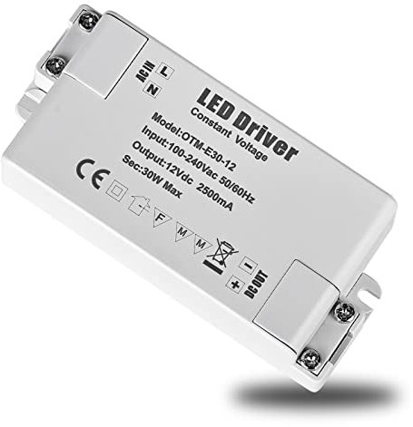 Trasformatore LED 12 V 30 W, trasformatore LED, alimentatore di rete, trasformatore LED da 230 V a 12 V DC, trasformatore a bassa volta, senza sfarfallio, driver LED a tensione costante per strisce