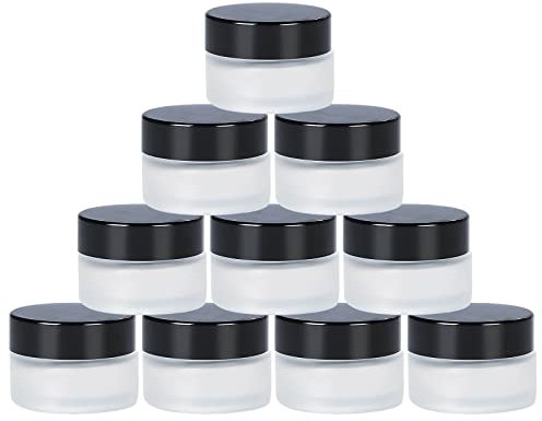 TUAKIMCE 10 Stück Kosmetisches Glas, 20ml weiß mattiertes Glas Cremedose, Nachfüllbare Behälter Glasbehälter mit Deckel und Liner für Kosmetik Cremes Lotionen ätherische Öle