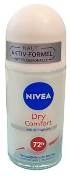 Nivea Roll On Women 50ml (Pack of 4) Dry Comfort Anti-Perspirant Deodorant Maximum Effective 48-hour Sweat Protection Limiting Bacterial Spread with DryPlus System, includes Minerals