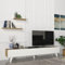 [en.casa] Fernsehtisch Saarijärvi Fernsehschrank mit 2 Regalen Lowboard 180x31x33cm TV-Board Eiche/Weiß