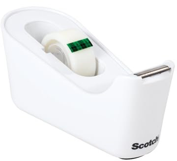 Scotch Dispenser C18, Bianco + Nastro Invisibile Scotch Magic, 19 mm x 33 m, 1 Rotolo/Confezione