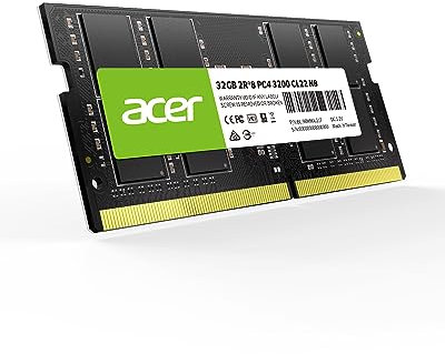 Acer SD100 DDR4 32GB 3200 MHz Ram, SODIMM PC4-2500 CL22 Computer Memory 1.2V, 260 Pins, PC Laptop Ram - BL.9BWWA.217