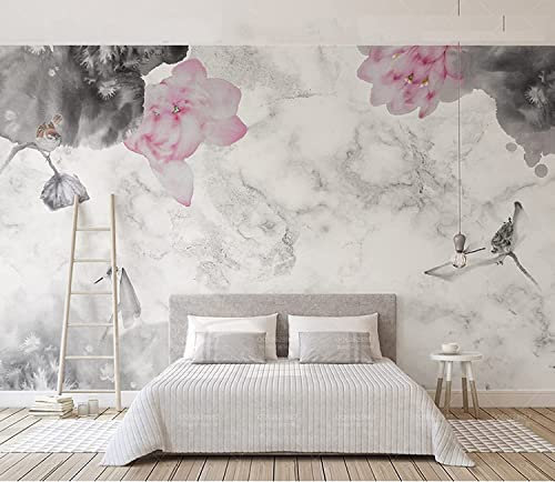 Papier Peint Mural 3D Fond De Salon Chambre Papier Peint Fleur De Lotus Art Abstrait Vintage 3D Enfant Chambre Murale Salon Chambre Maternelle Centre D'Éducation Pré 140 (largeur) x 70 (hauteur) cm