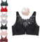 Floral Bra, Floral Comfort Rose Bra Front Closure Lace Comfy No Wire Bras, Comfortable Push up Bra (Black,46/105E)