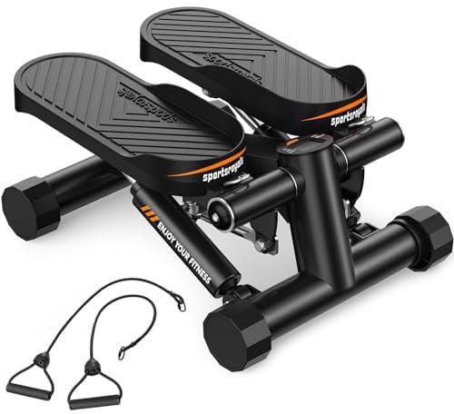 Sportsroyals Stepper for Exercise, Stair Stepper with Resistance Bands, Mini Stepper with 330LB Weight Capacity, Adjustable Stride Height to Increase or Decrease The Intensity of Your Workout