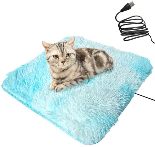 Yanmucy Haustier-Heizkissen für Welpen, kleines thermostatisches Katzenbett, elektrisches Heizkissen, Haustier-Wärmematte, Hundekissen, Kätzchenbett, für den Innenbereich (blau)