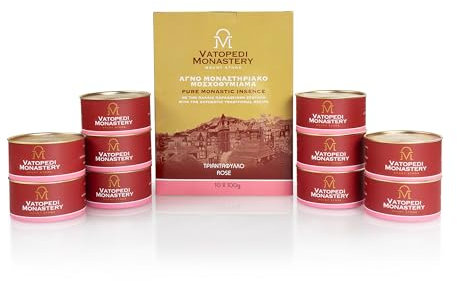 Reine Kloster-Weihrauch vom Berg Athos mit authentischem traditionellem Rezept, 10 x 100 g (Rose)