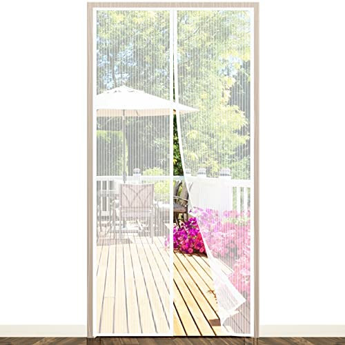 Zanzariera Magnetica Porta Finestra, EGNBU 110x230CM Zanzariere Magnetiche per Porte Finestre Maglia Ultra Fine Tenda Zanzariera con Calamita per Balcone, Chiudersi da Solo Facile da Installare-Bianco