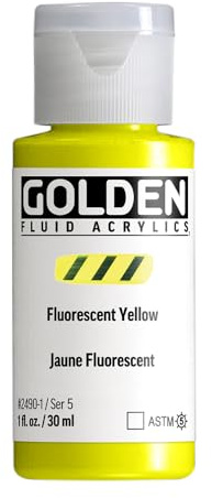 GOLDEN Fluid Acrylics, Fluorescent Yellow, 1 fl. oz. / 30 ml Bottle
