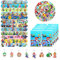 Mitgebsel Kindergeburtstag Mitbringsel, 80pcs Super Bros Party Kleine Geschenke, Gastgeschenke Set mit Geschenktüten Schnapparmbänder Schlüsselanhänger Aufkleber, Kinder Geburtstag Give Aways Jungen