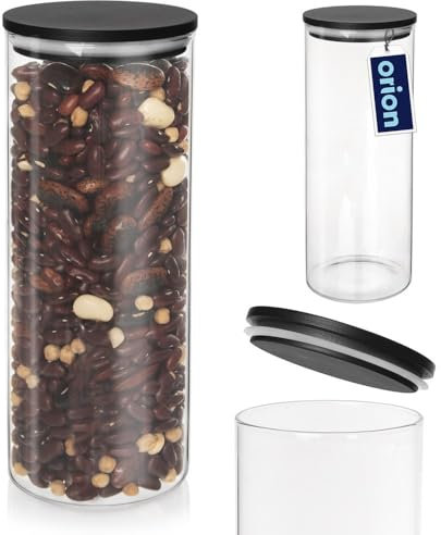 orion group Glasbehälter für trockene Lebensmittel Vorratsglas Küchenglas Einmachglas mit Deckel und Dichtung 1,2 L