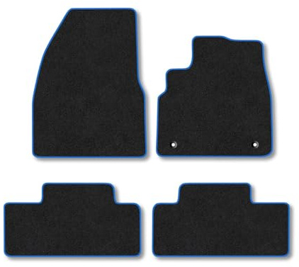 Renault Megane E-Tech (2022+) Car Mats Accessories Tailored Fit Carpet Floor Mats Non Slip Blue Trim Full Coverage Compatible Accessory Granulated Backing Front Rear Set Anti Slip Hand-Finished Clips