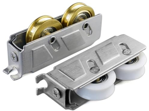 Schiebetür-Rollenmontage, 28 mm Kupfer/Nylonrad, Kugellager, Edelstahl, Doppelrollen zum Gleiten (Größe: Kupferräder), 4 Stück