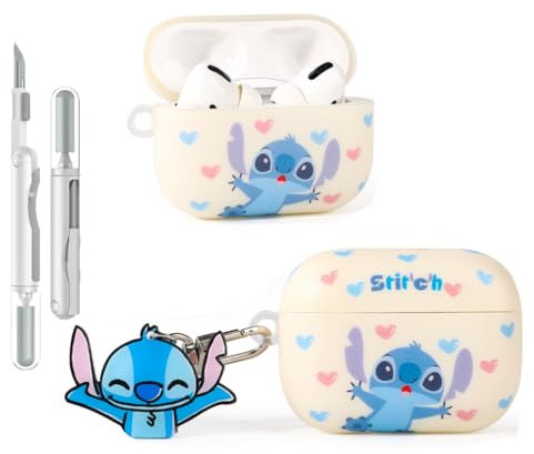 Folaxshoo Kompatibel mit AirPods Pro 2nd/1st Generation Cute Cartoon Funny Case Cover mit Reiniger Kit (Weißer Stich)