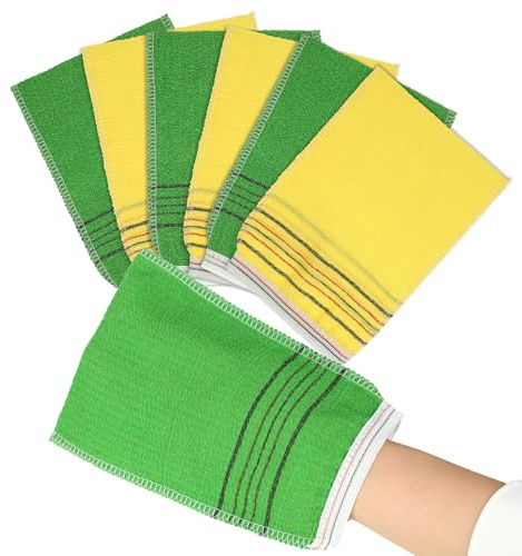 Cobee Peelinghandschuh, 6 Stück Exfoliating Gloves Waschlappen Doppelseitig Schrubben Waschlappen Wiederverwendbare Peelinghandschuhe Korean Peeling Körper Peeling Badetücher Für Dusche