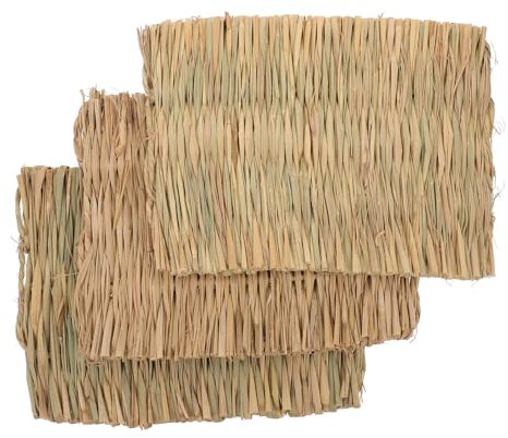 BELLIFFY 3pièces Tapis à Manger pour Petits Animaux Lot de Tapis Tressée pour Lapins Cobayes Et Hamsters Et Pratique pour Jeu Grignotage
