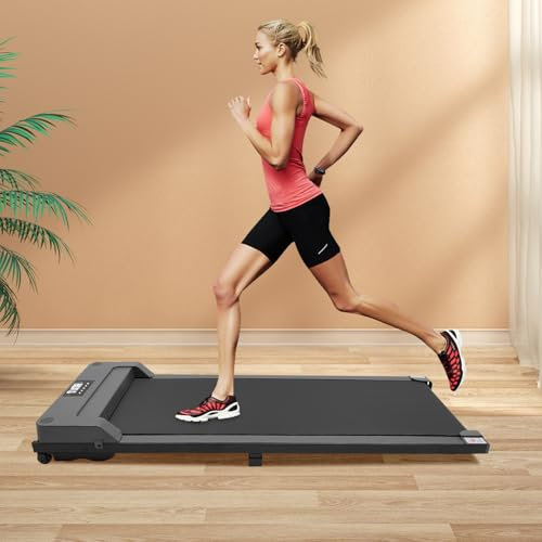 Laufband Für Zuhause/Büro, Walking Pad Leise Laufband Schreibtisch Klein mit LCD-Display und Fernbedienung, Under Desk Treadmill Trainingsgeräte Für Das Ausdauertraining Fitnessgeräte