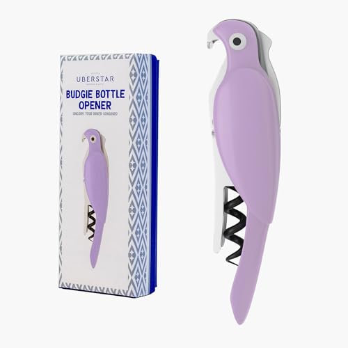 Budgie Bottle Opener / 3-in-one Opener Cutter Corkscrew/Novelty Bird Colourful Beer Bottle Opener (Purple)
