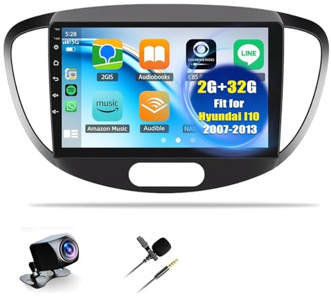 ihreesy 2G+32G Car Stero for Hyundai i10 2007-2013,Android 13 Wireless Carplay Android Auto 9 Inch Touch Screen Car Stereo Radio with WiFi GPS Mirror Link Bluetooth SWC