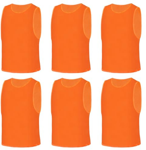 AUYAO Fussballtraining Leibchen Fubball Kinder 6Set Mesh Trimmage Trainingsleibchen Fußball Trainingsweste Sport Markierungshemd Damen Westen für Fussball Volleyball Basketball Teamtraining M (Orange)