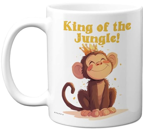 Happy Birthday Gifts Monkey Presents, Gift Father's Day, 11oz Ceramic, Mug | King of The Jungle, Happy Birthday Gifts Monkey Presents, Gift Father's Day, 11oz Ceramic Dishwasher Safe Premium Mugs