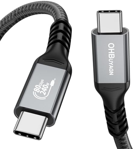 OHBUYAGN 80Gbps USB 4 V2.0 Kompatibel mit Thunderbolt 5 Kabel,USB C Thunderbolt,PD 3.1 240W Schnellladekabel Unterstützt 16K@60Hz 8K@60Hz 4K@240Hz Displays für Thunderbolt 4/3,Laptop,USB4,SSD