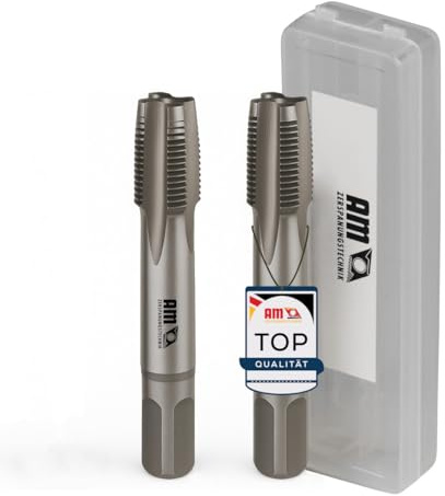 AM-Zerspanungstechnik Gewindeschneider Set M16 x 1,5 | Vorschneider + Fertigschneider | Gewindebohrer Set 2-tlg. | Handgewindebohrer (M16x1,5)