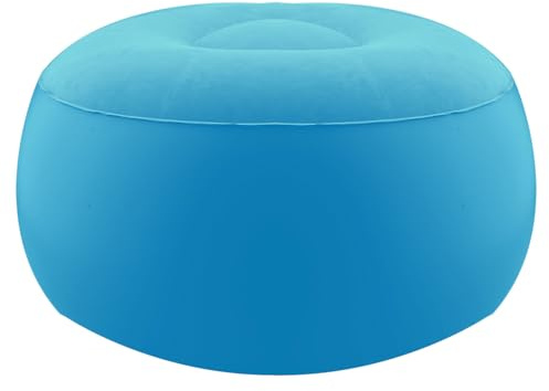 VFM e-Store - Inflatable Foot Stool Easy, Durable, Pack Away, Easy, Durable, Comfortable, Lightweight, Festivals, Hiking, Picnics, Outdoor Living, Water Resistant - 55cm X 50cm Blue X 1