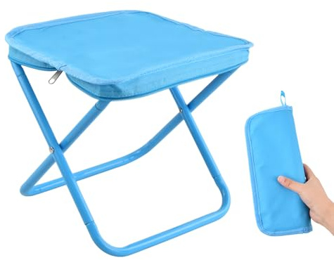 Culinavog Tragbarer Klapphocker, Leichter Tragbarer Mini Klappstuhl, Faltbares Leichtgewicht Fussstuhl, Mini Outdoor Camping Hocker für Picknick, Reisen, Angeln, Grillen (Blau, 26.5 × 23 × 25 cm