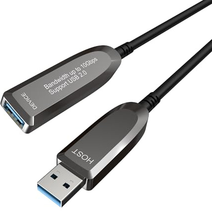 DGHUMEN Glasfaser USB Verlängerung Kabel 10Gbps USB 3.1 Verlängerungskabel A Stecker auf A Buchse Extender Kabel für Webcams, Festplatte, Drucker, 50 m