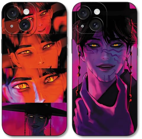 TBNMBGY 2 Stück Handyhülle für Apple iPhone 15 6,1 Hülle, Silikon Weiche TPU Schutzhülle mit Kpop Hunters Idol Zoey Rumi Mira Cartoon Character Muster Fallschutz Kameraschutz Mädchen Case,kpop