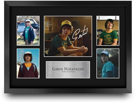 HWC Trading Gaten Matarazzo Strange Hawkins Thing Dustin Henderson Geschenke Gedrucktes Signiertes Autogramm Foto für Fans von Fernsehshows - A3 Gerahmt