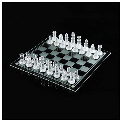 HYEFDWS Schachbrett-Set aus Glas, klares, Elegantes Design, robuste Konstruktion, alle Funktionen, leicht zu transportieren.