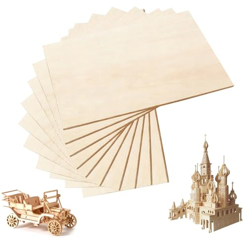 10 Pezzi Compensato A4 3mm, 30 x 21 cm Pannelli di Legno per Artigianato, Modellismo, Pirografia, Taglio Laser, Decorazione, Pittura, Lavori Fai da Te, Incisione (10, 3mm)