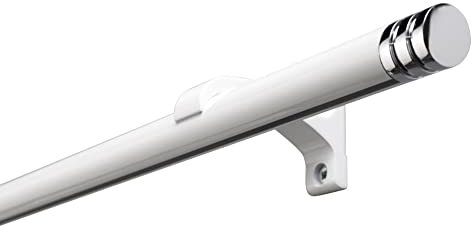 DécoProfi Gardinenstange Innenlauf 1-läufig Set Ø 20 mm Weiß I Länge: 120cm Aluminium für Wandmontage I Als Gardinenschiene & Vorhangstange geeignet