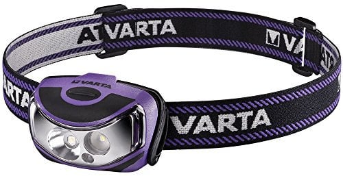 VARTA Stirnlampe LED inkl. 3x AAA Batterien Kopflampe, Outdoor Sports H30, extrem leicht, spritzwassergeschützt, vier Leuchtmodi, mit einstellbarem Kopf (60 °) & verstellbarem Kopfband
