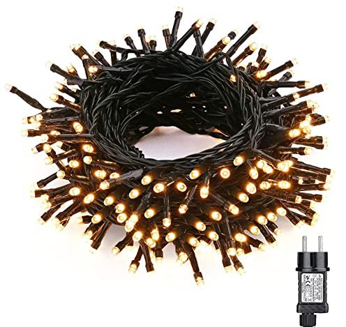 NEXVIN LED Lichterkette Weihnachtsbeleuchtung, 20M 200 LED Lichterkette Weihnachtsbaum Warmweiß Wasserdicht Erweiterbar mit 8 Modi & Timer für Weihnachten Innen Außen Deko