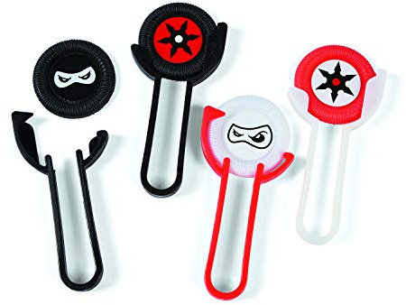 cama24com Ninja Frisbee für Kindergeburtstag Disc Shooter 12 Stück Mitgebsel mit Palandi® Sticker